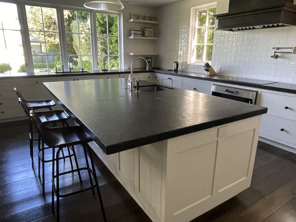 Huntington Beach Limestone leathered countertop refinishing and sealer treatment