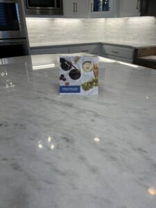 Marble countertop protected with MORE® AntiEtch® in a Highland Park, TX home, showing a smooth, polished finish free from etching or stains.