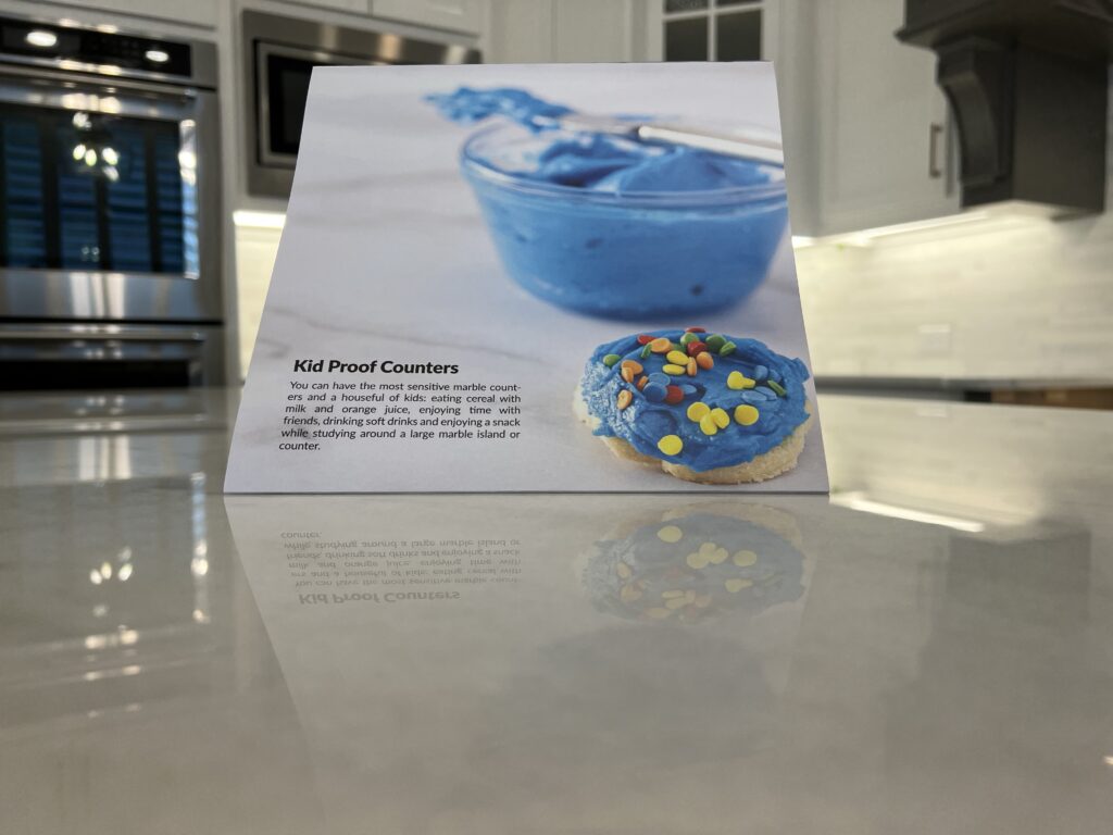 Luxury marble kitchen island in Southlake Texas protected with MORE® AntiEtch® to prevent etching and staining from everyday use.