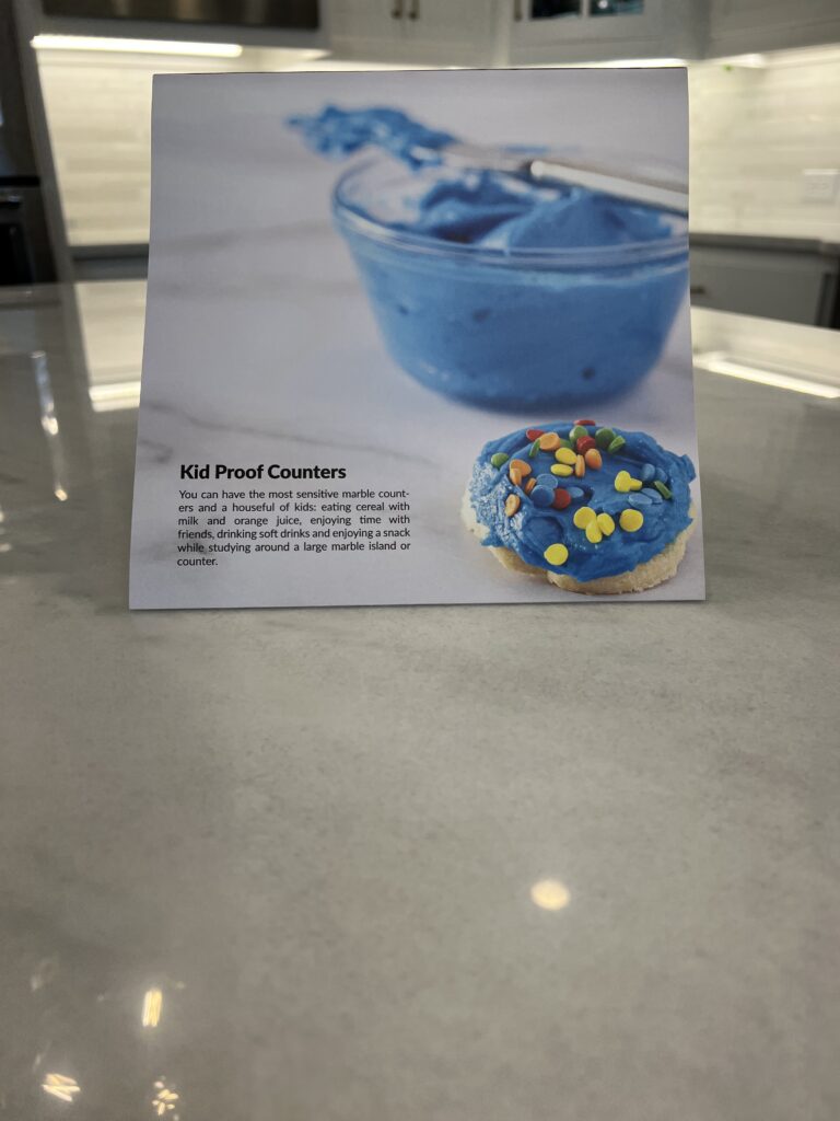 Luxury marble kitchen countertop in Dana Point California protected with MORE® AntiEtch® against etching and staining.