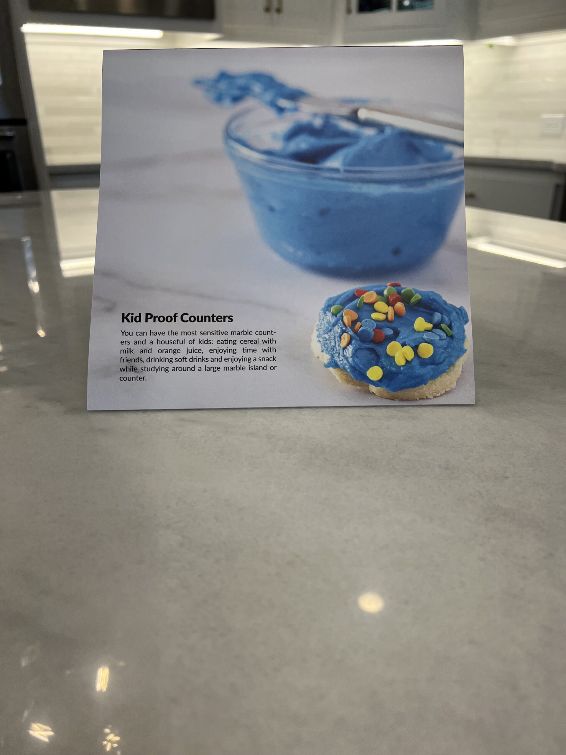 Luxury marble kitchen countertop in Dana Point California protected with MORE® AntiEtch® against etching and staining.