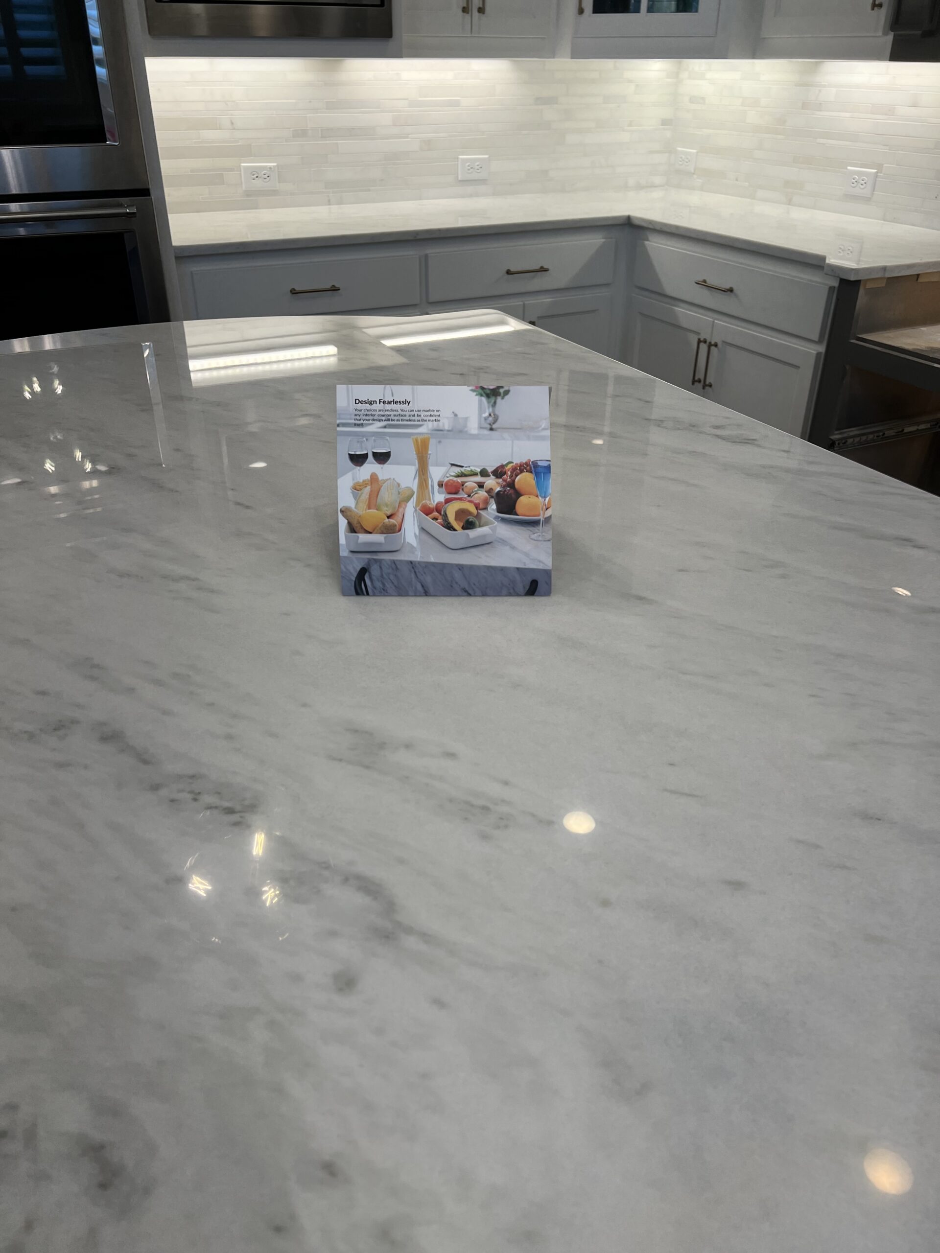MORE® AntiEtch® protecting a marble kitchen countertop from etching while preserving natural stone appearance.
