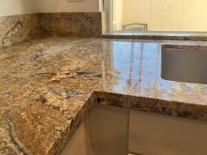 Granite Countertop with dull finish before professional polishing in Beverly Hills