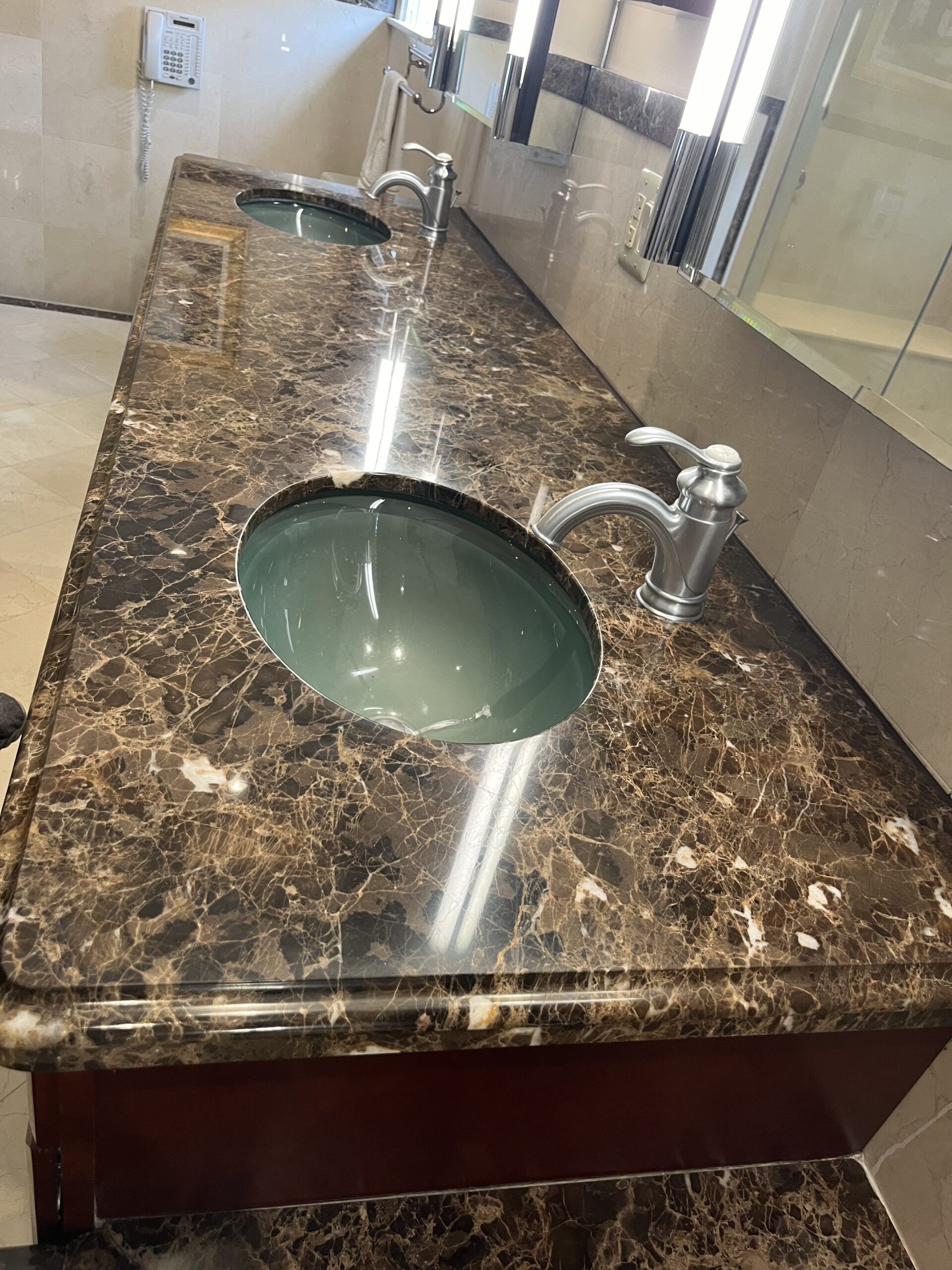 AntiEtch® matte finish marble countertop in a Beverly Hills kitchen protected against etching and staining.