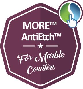 Badge highlighting AntiEtch® protection for marble countertops