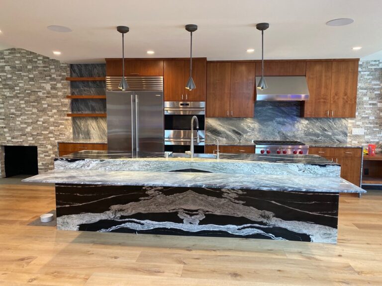 A luxurious marble countertop in Highland Park, TX, treated with AntiEtch®, ensuring long-lasting protection against stains and etching.