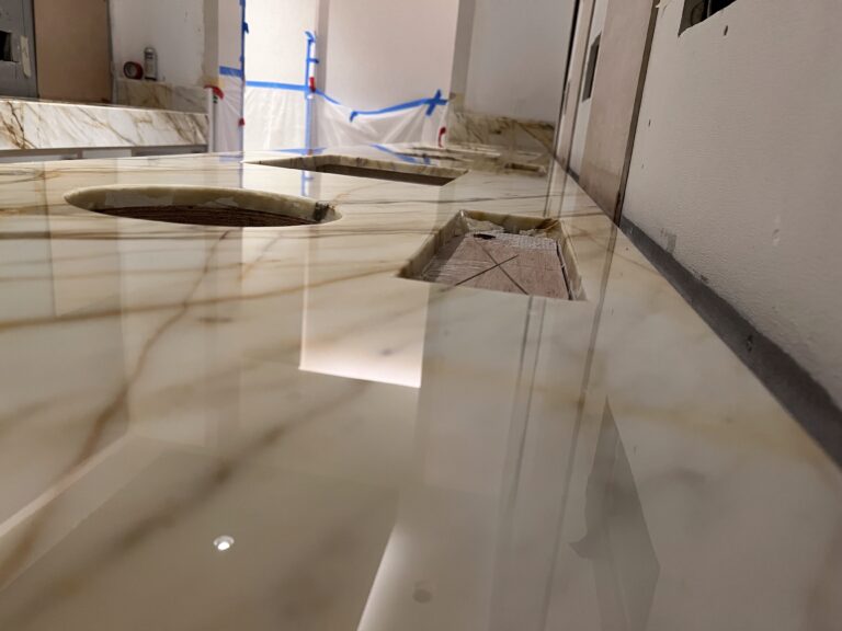 Marble countertop in Laguna Niguel with AntiEtch® applied in a satin finish by Sureshine technician