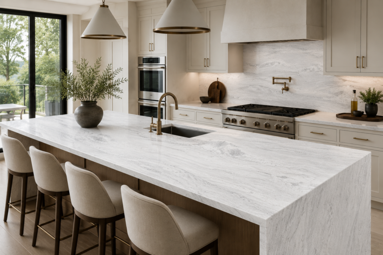 Luxury quartz countertop in a Newport Coast, California kitchen showing a clean, well-maintained surface.