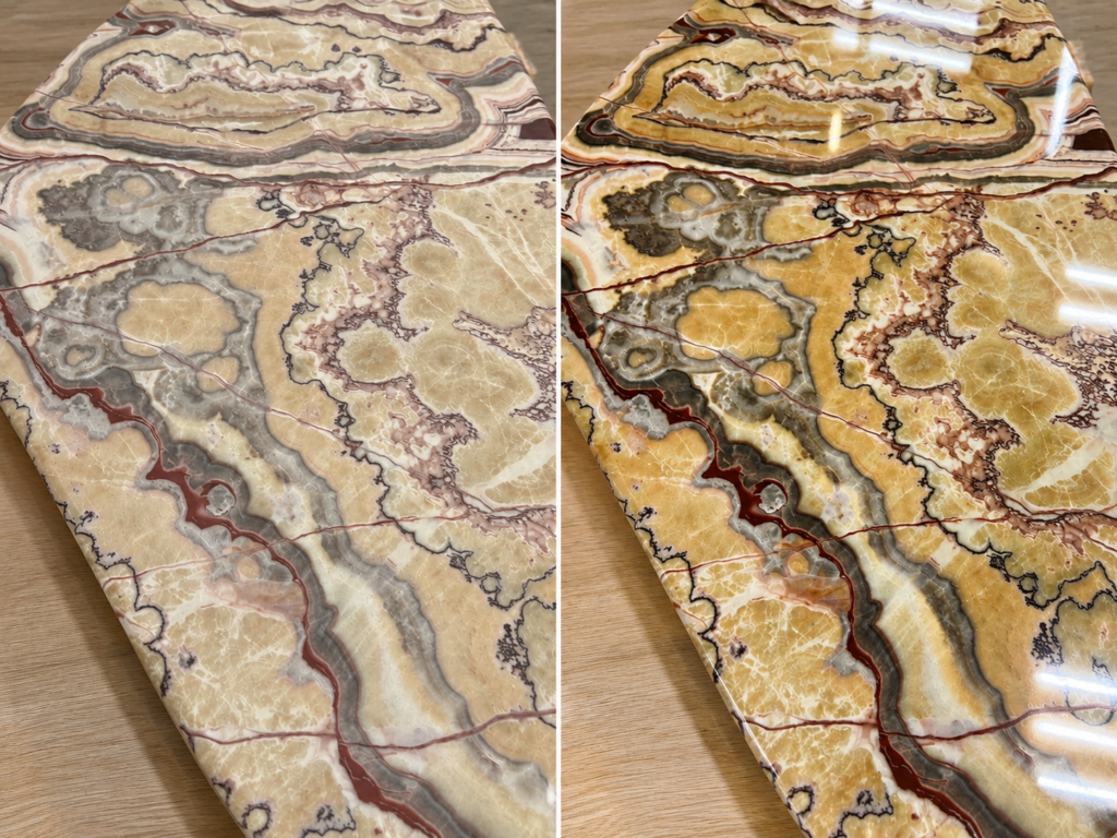 Luxury marble kitchen countertop in a Southlake Texas home protected with MORE® AntiEtch® against stains and etching.